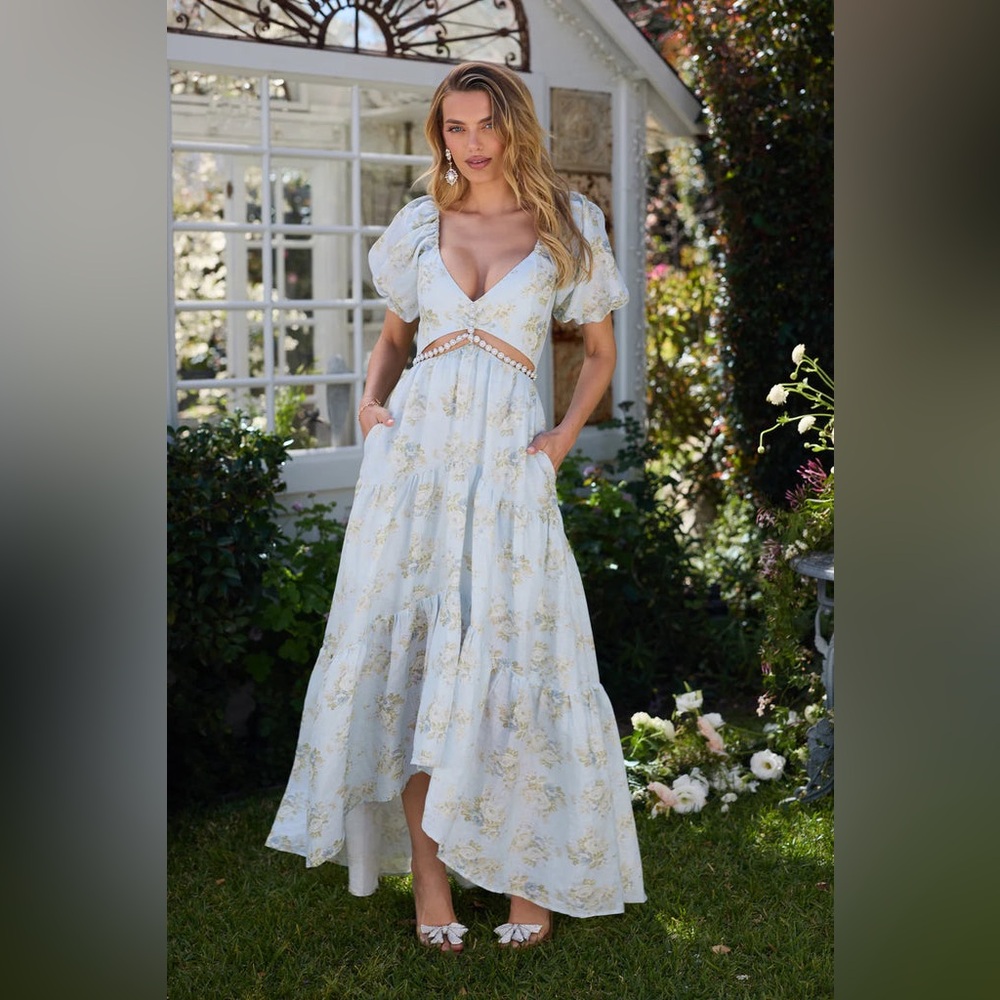 THE EMMA DRESS IN VICTORIAN BLUE ROSES